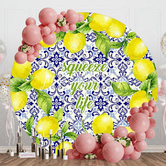 Lofaris Squeeze Your Life Mediterranean Lemon Round Backdrop