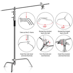 Lofaris Stainless Steel Foldable Tripod Light Stand For Photo