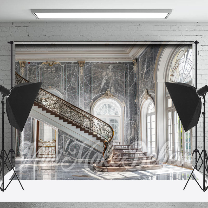 Lofaris Stairs Grey Marble Wall Architecture Photo Backdrop