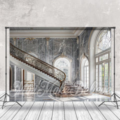 Lofaris Stairs Grey Marble Wall Architecture Photo Backdrop