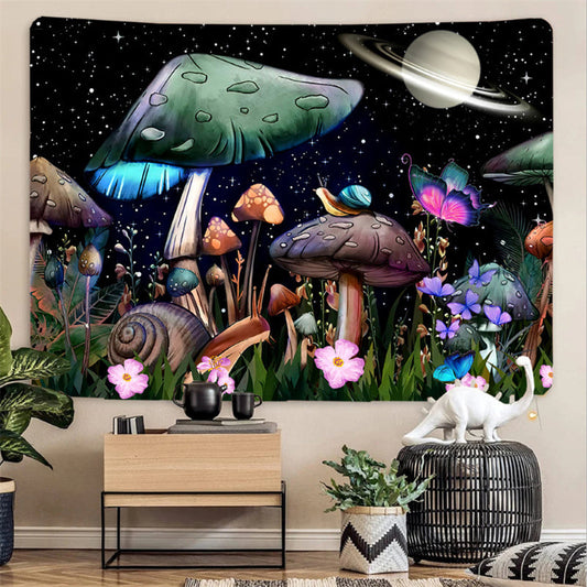 Lofaris Starry sky Galaxy Floral Moon Butterfly Wall Tapestry