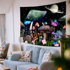Lofaris Starry sky Galaxy Floral Moon Butterfly Wall Tapestry