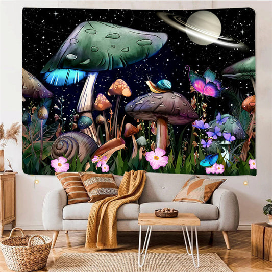 Lofaris Starry sky Galaxy Floral Moon Butterfly Wall Tapestry