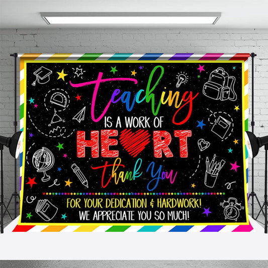 Lofaris Stationery Colorful Black Thank You Teacher Backdrop