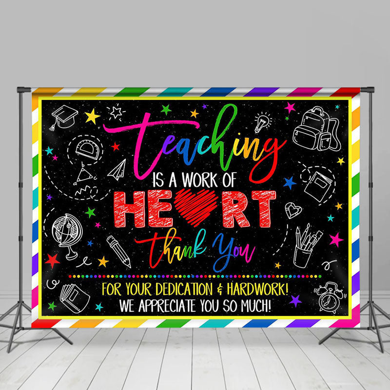 Lofaris Stationery Colorful Black Thank You Teacher Backdrop