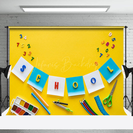 Lofaris Stationery Numbers Yellow Back To School Backdrop