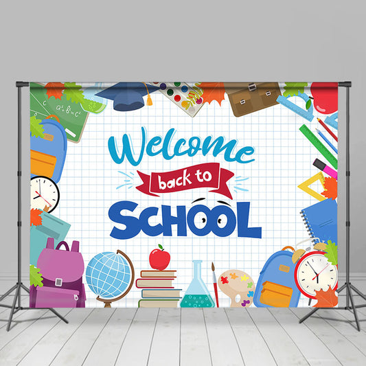 Lofaris Stationery Plaid Welcome Back To School Backdrop