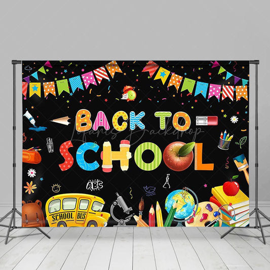 Lofaris Stationery Ribbons Black Back To School Backdrop