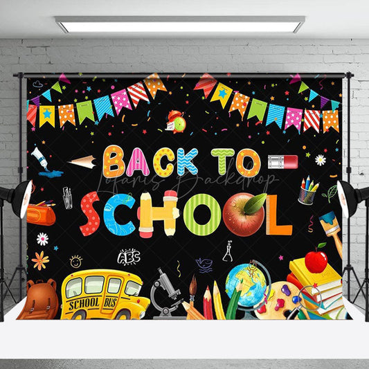 Lofaris Stationery Ribbons Black Back To School Backdrop