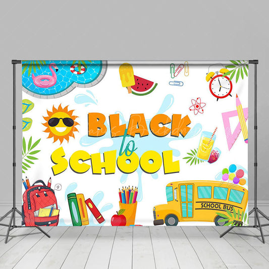 Lofaris Stationery Sun Pool Summer Black To School Backdrop