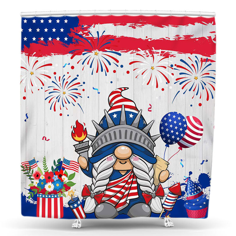 Lofaris Statue Of Liberty Cosplay Flag Wooden Shower Curtain