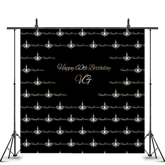 Lofaris Step And Repeat Black Custom 60th Birthday Backdrop