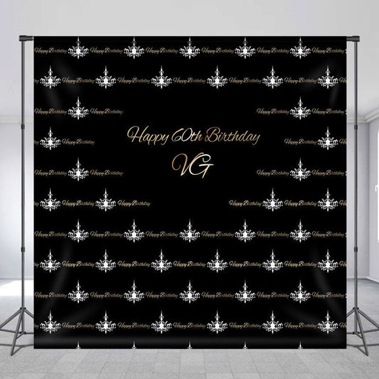 Lofaris Step And Repeat Black Custom 60th Birthday Backdrop
