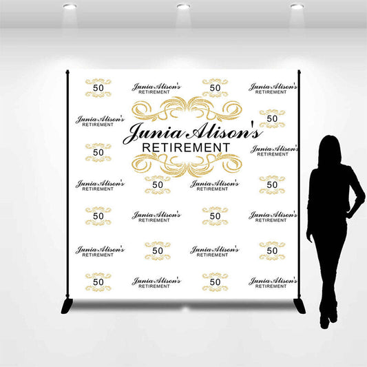 Lofaris Step And Repeat Gold Black Custom Retirement Backdrop