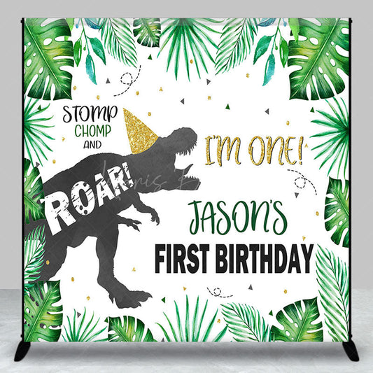 Lofaris Stomp Dinosaur Leaves Custom 1st Birthday Backdrop