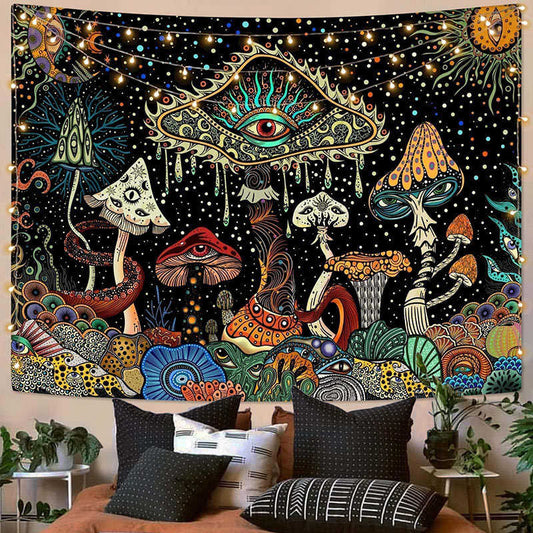 Lofaris Strange Aesthetic Eyes Mushroom Plants Dots Tapestry
