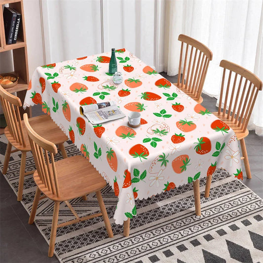Lofaris Strawberry Light Pink Pattern Rectangle Tablecloth