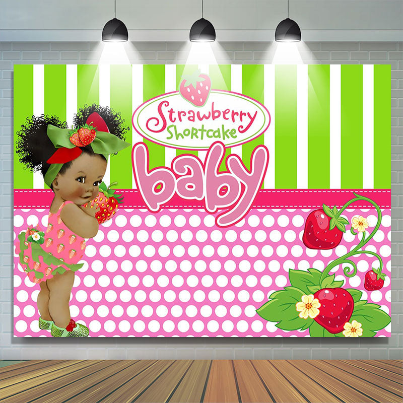 Lofaris Strawberry Shortcake Baby Shower Backdrop For Girls