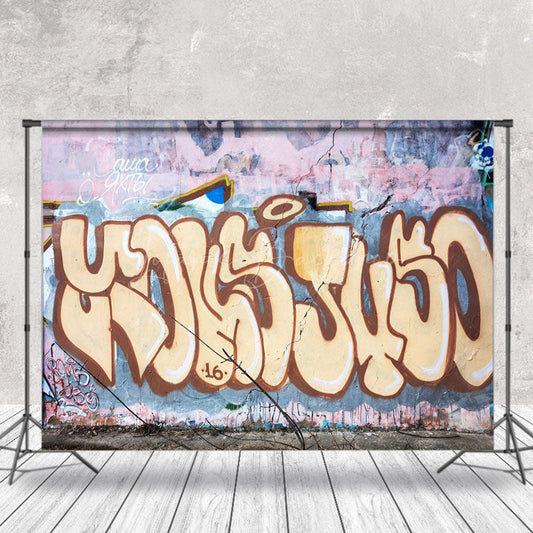 Lofaris Street Art Pink Blue Graffiti Wall Photo Backdrop