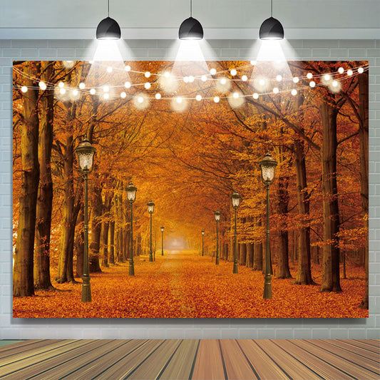 Lofaris Street Light Yellow Maple Tree Leaf Autumn Backdrop
