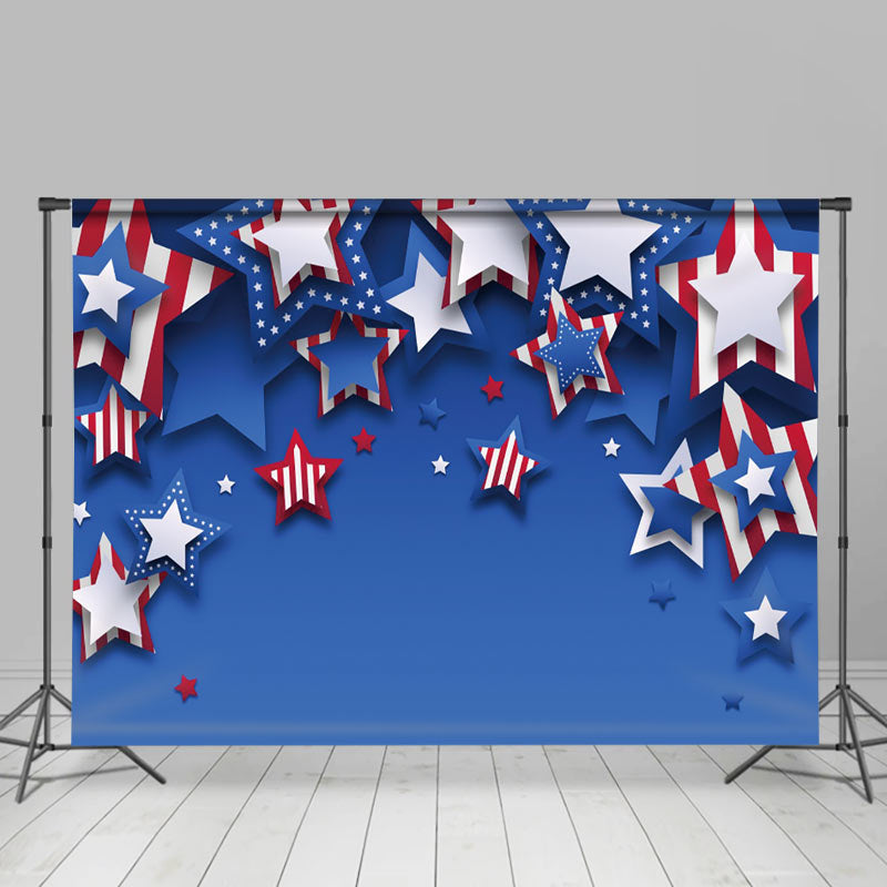 Lofaris Stripe Blue Stars Red Independence Day Backdrop