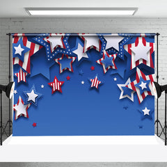 Lofaris Stripe Blue Stars Red Independence Day Backdrop