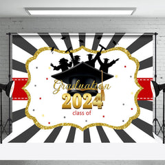 Lofaris Stripes Frame Graduation Class Of 2024 Backdrop