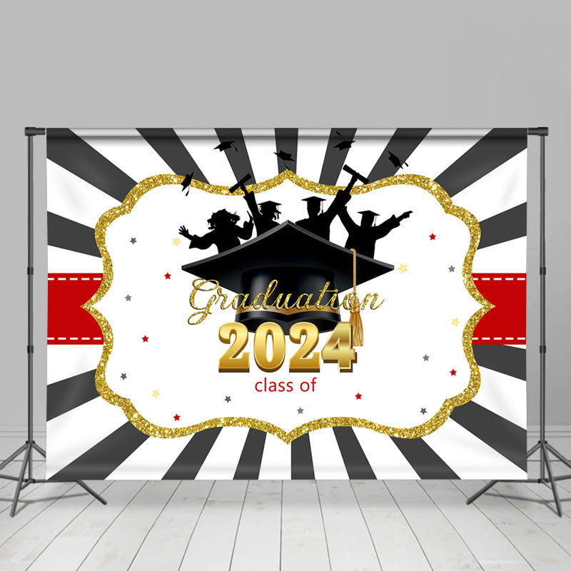 Lofaris Stripes Frame Graduation Class Of 2024 Backdrop