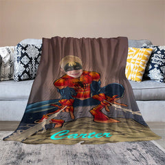 Lofaris Strong Red Black Hero Cobweb Custom Photo Blanket