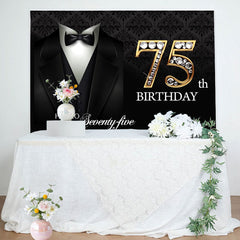 Lofaris Suit Elegant Hello 75th Birthday Backdrop For Men