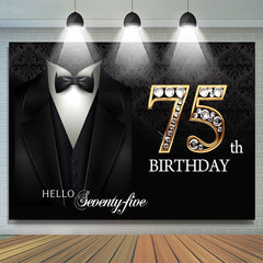 Lofaris Suit Elegant Hello 75th Birthday Backdrop For Men