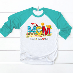 Lofaris Summer Beach Kid Color Custom Name Baseball Shirt