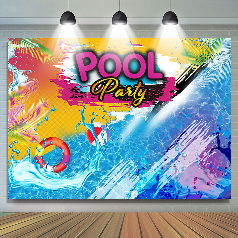 Pool Part Backdrops Summer Beach Swimming Ring Ball Pool Party Backdrop - Lofaris