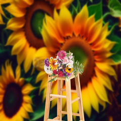 Lofaris Summer Blooming Sunflower Portrait Photo Backdrop