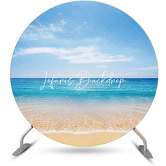 Lofaris Summer Blue Sky Hawaii Beach Round Birthday Backdrop