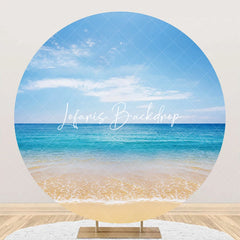 Lofaris Summer Blue Sky Hawaii Beach Round Birthday Backdrop