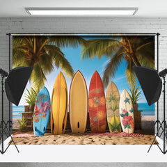 Lofaris Summer Holiday Beach Blue Sky Surboard Photo Backdrop