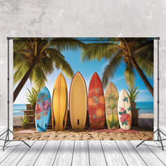 Lofaris Summer Holiday Beach Blue Sky Surboard Photo Backdrop