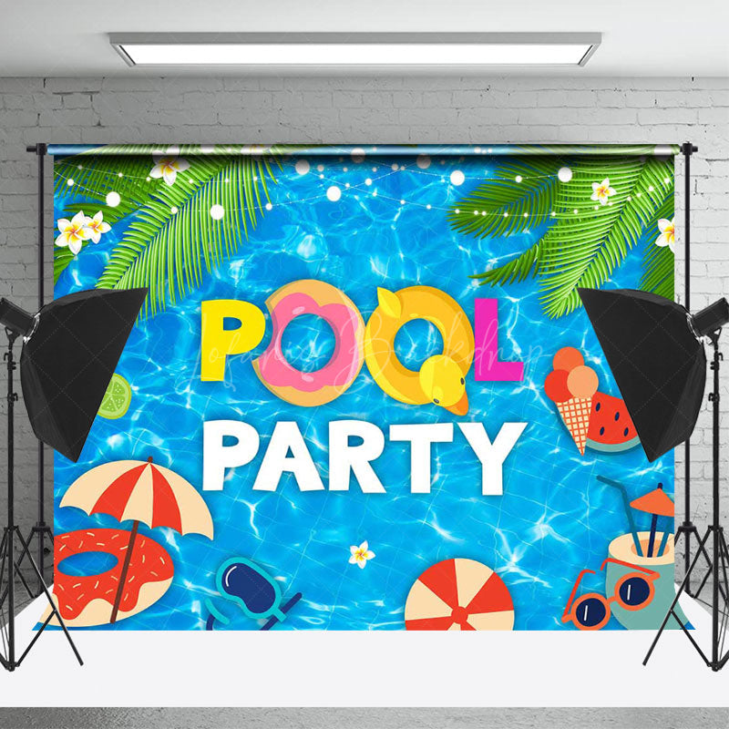 Pool Part Backdrops Summer Leaves Swimming Pool Party Backdrop For Photo - Lofaris