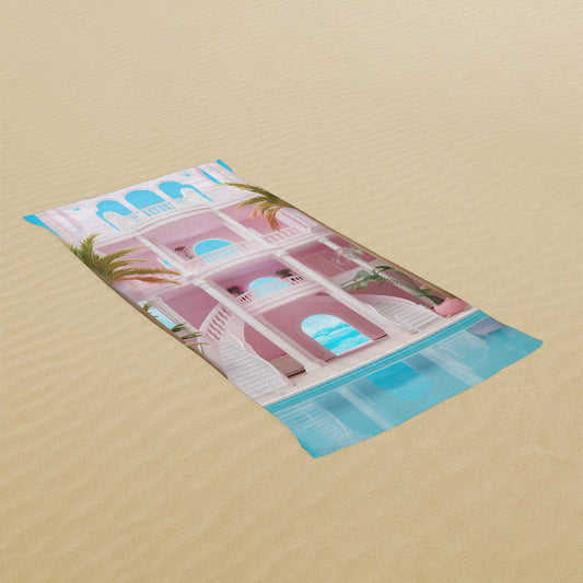 Lofaris Summer Pool Pink Castle Custom Girl Beach Towel