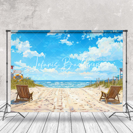 Lofaris Summer Sandy Beach Blue Sky Natural Scenery Backdrop