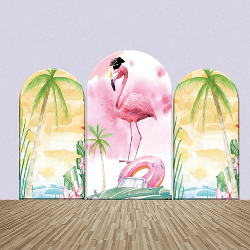 Lofaris Summer Seaside Flamingo Graduation Arch Backdrop Kit