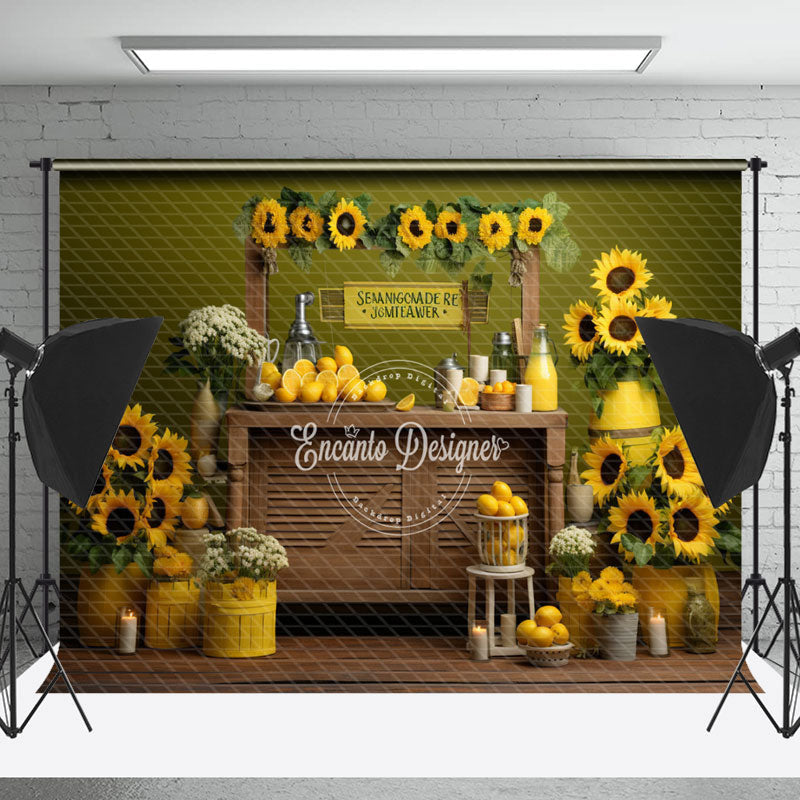 Lofaris Summer Sunflower Shop Lemon Candle Photo Backdrop