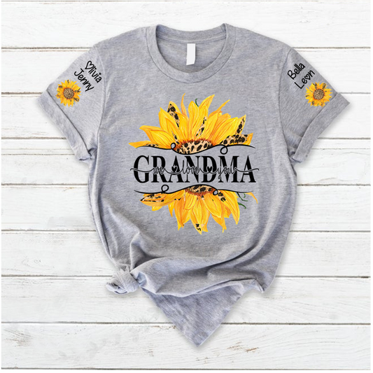 Lofaris Summer Sunflowers Grandma And Kids Custom T - Shirt