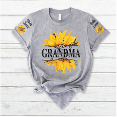 Lofaris Summer Sunflowers Grandma And Kids Custom T - Shirt