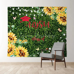 Lofaris Sunflower And Green Leaves Bright Class Of 2022 Backdrop
