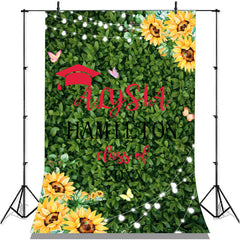 Lofaris Sunflower And Green Leaves Bright Class Of 2022 Backdrop