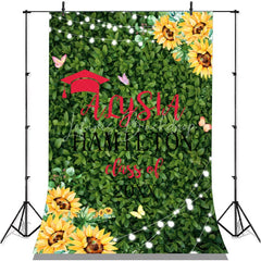 Lofaris Sunflower And Green Leaves Bright Class Of 2022 Backdrop