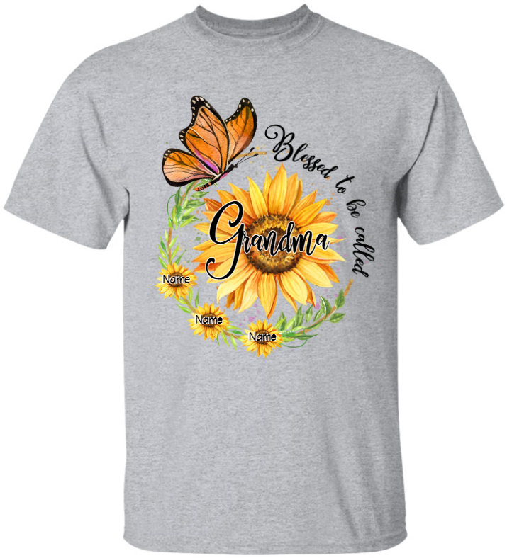 Lofaris Sunflower Butterfly Blessed Be Called Grandma T - Shirt