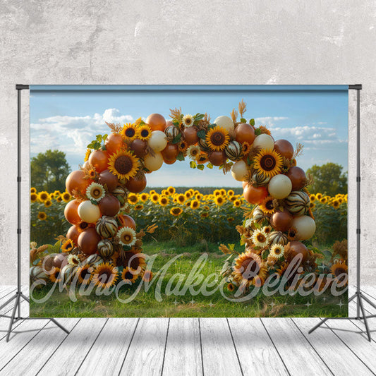 Lofaris Sunflower Field Arch Birthday Cake Smash Backdrop